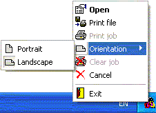 Manage DOS printing by popup menu